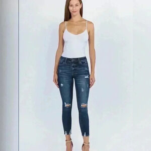 American Bazi size 15 dark wash low rise skinny distressed denim jeans NWT.